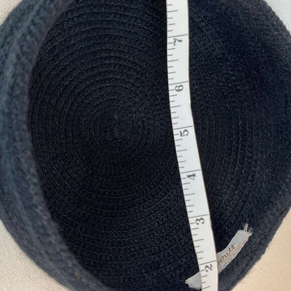 Vintage Pillbox Hat Navy Blue Grosgrain Military Vibe Button with Ribbon Everitt - Picture 4 of 8